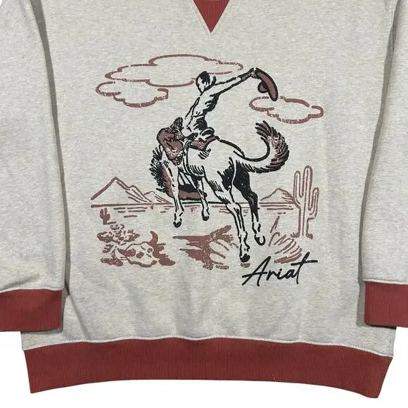 Ariat Women’s Roughstock Cowboy Western Oversized Crewneck Sweatshirt Small - Picture 2 of 5